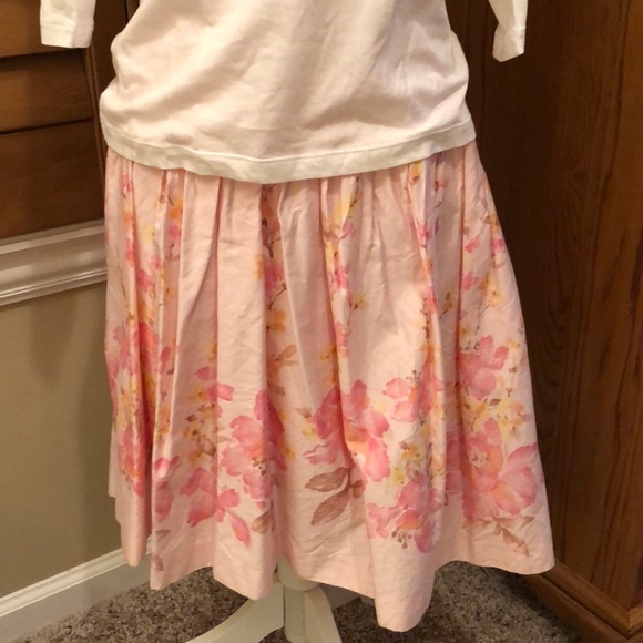 Bandolino cotton pink floral skirt w/pleats sz 10 - Picture 2 of 7